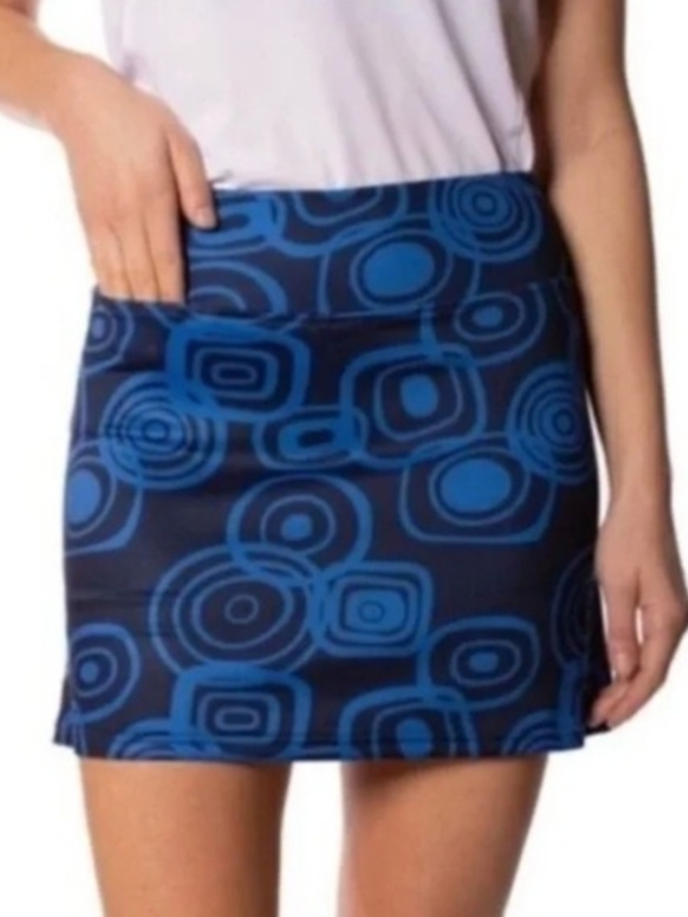 Golftini Eager Eyes-A-Line Blue Geometric Pattern Golf Tennis Skort Size Small